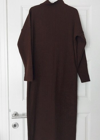 Kahverengi Uzun Örgü Kadın Elbise - Görsel 3