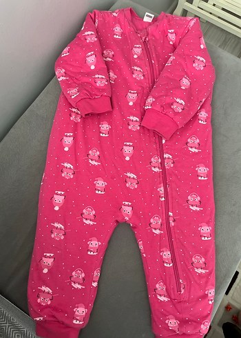 Kız Çocuk Pembe Fermuarlı Tulum Pijama