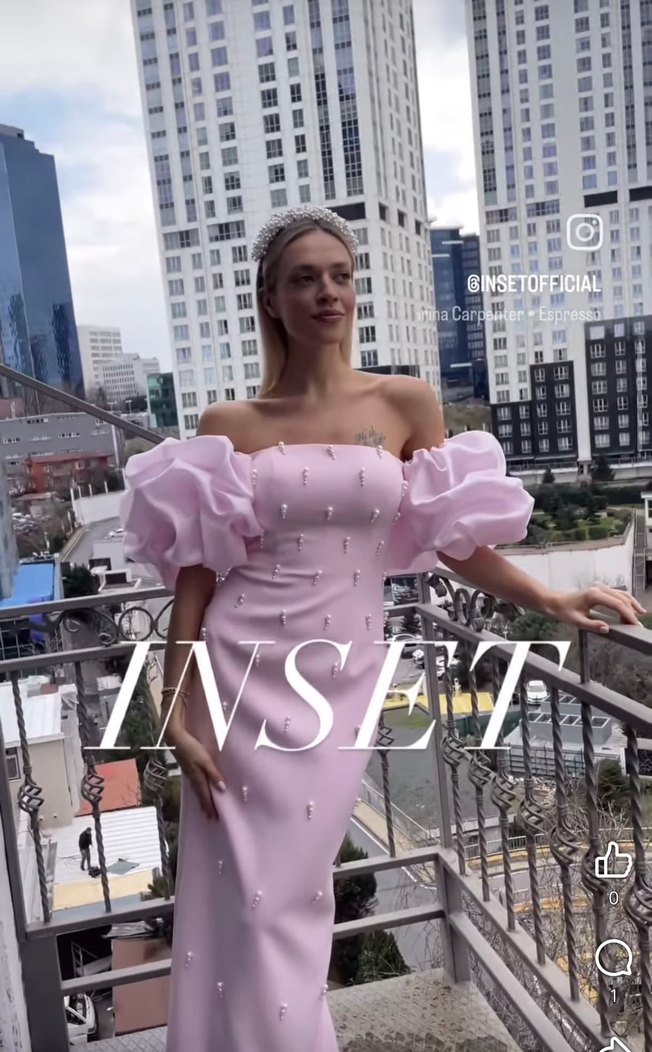 Pembe Boncuk İşlemeli Uzun Abiye Elbise - Görsel 4