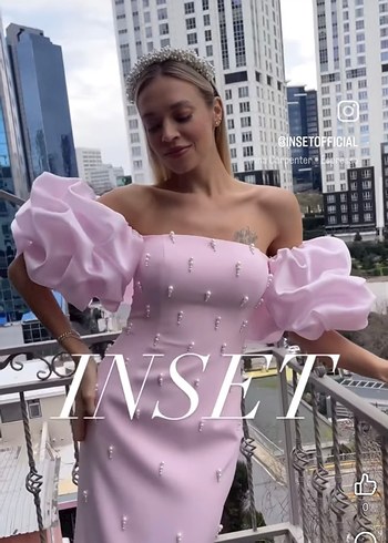 Pudra Rengi Straplez Uzun Abiye Elbise - Görsel 2