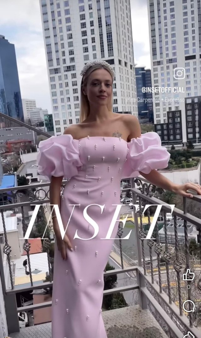 Pembe Straplez Uzun Abiye Elbise - Görsel 5