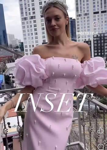 Pembe Straplez Boncuk İşlemeli Uzun Abiye - Görsel 5