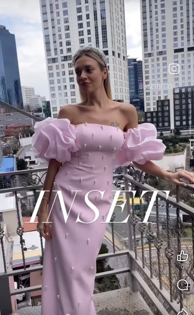 Pembe Straplez Boncuk İşlemeli Uzun Abiye - Görsel 4