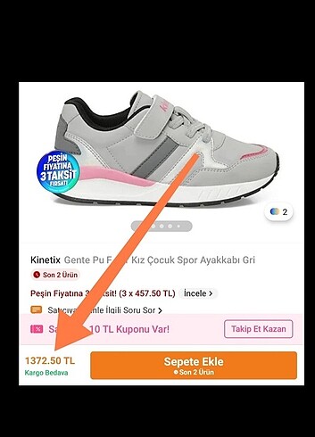 Kinetix Kinetix Soft Taban Kız Çocuk Spor Ayakkabı