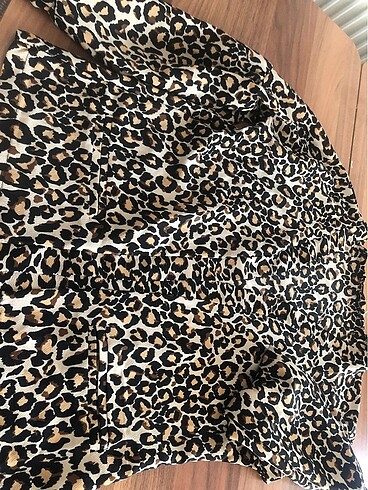 Leopar balon kol ceket