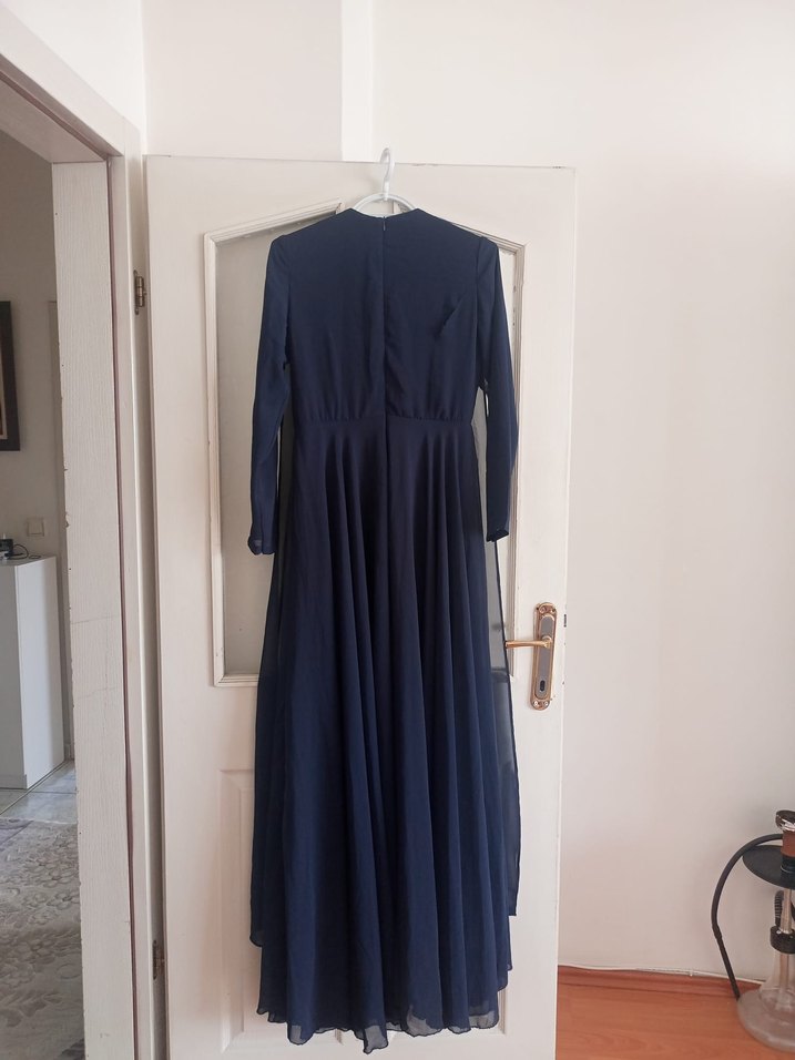 Lacivert Uzun Hamile Abiye Elbise - Görsel 2