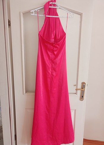 Pembe Drapeli Uzun Kadın Abiye Elbise - Görsel 2