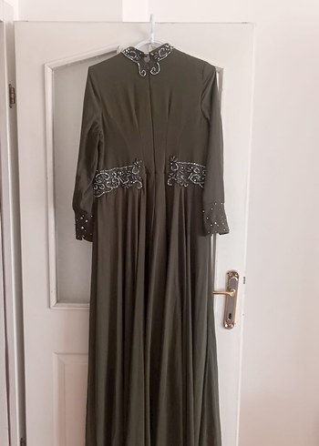 Nakışlı Uzun Kol Kadın Abiye Elbise - Görsel 2