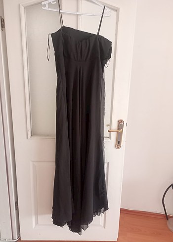 Kadın Siyah Uzun Yırtmaçlı Kumaş Pantolon - Görsel 2