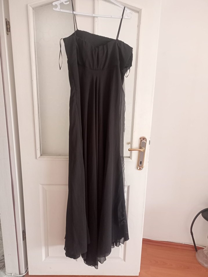 Kadın Siyah Uzun Yırtmaçlı Kumaş Pantolon - Görsel 2