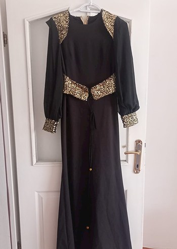 Drapeli Siyah Yılan Desenli Uzun Kadın Elbise - Görsel 2