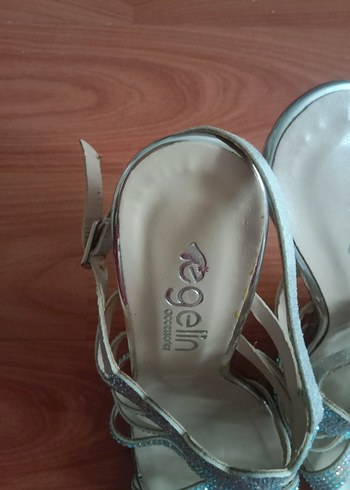 Gri İşlemeli Boncuklu ince Topuk  36 no Abiye Ayakkabı - Görsel 10