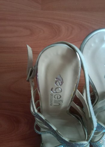 Gri İşlemeli Boncuklu ince Topuk  36 no Abiye Ayakkabı - Görsel 9