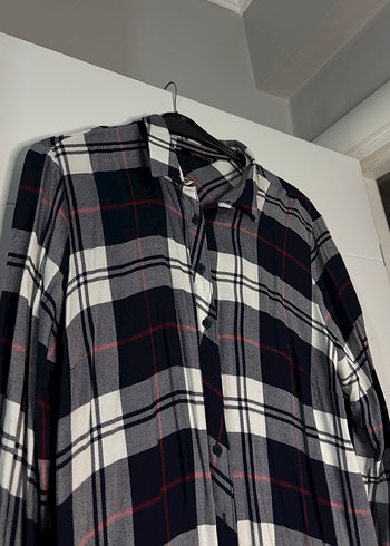 Kadın Gri Kareli Uzun Kollu Oduncu Gömlek - Görsel 2