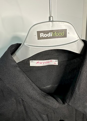 Düğmeli Siyah Uzun Kollu Keten Tunik - Görsel 3