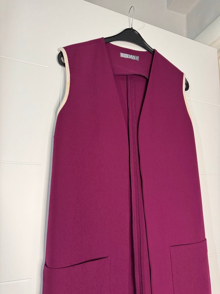 Nar Çiçeği Renkli Asimetrik Kesim Yelek - Görsel 2