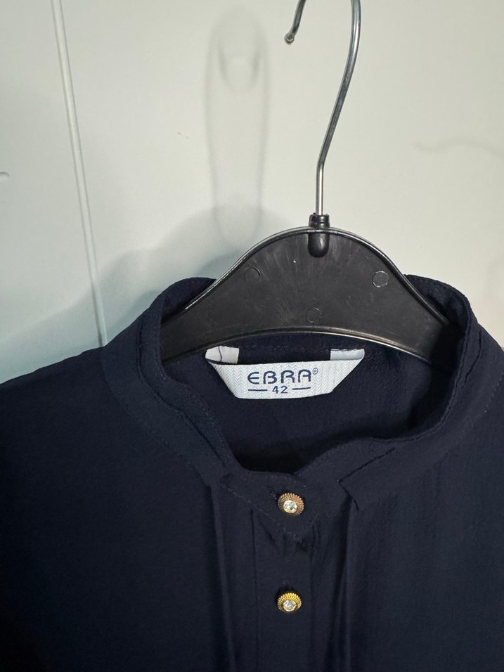 Lacivert Uzun Kollu Püsküllü Tunik - Görsel 3