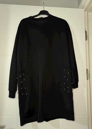 Düğmeli İnci Desenmi Siyah Uzun Kollu Kadın Tunik - Görsel 2