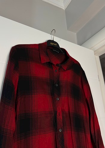 Kırmızı Uzun Kollu Düğmeli Oduncu Gömlek - Görsel 2