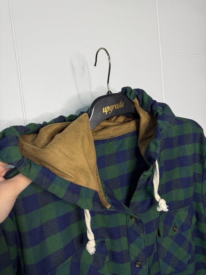 Uzun Kollu Yeşil Kareli Düğmeli Gömlek - Görsel 3