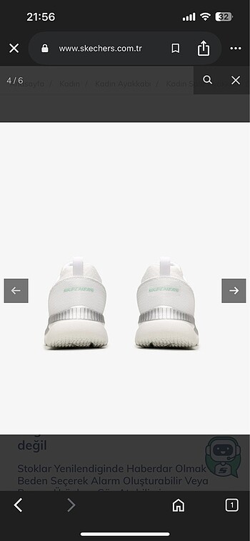 37,5 Beden beyaz Renk Skechers ayakkabı