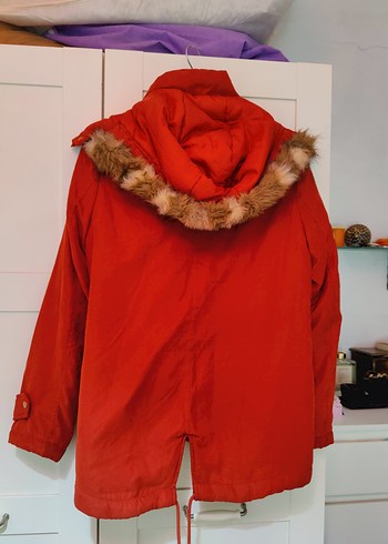 Düğmeli Kırmızı Midi Kadın Ceket - Görsel 2