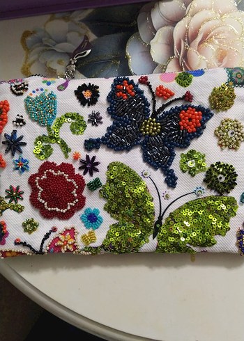Boncuk İşlemeli Renkli Bohem Kadın Portföy Çanta - Görsel 3