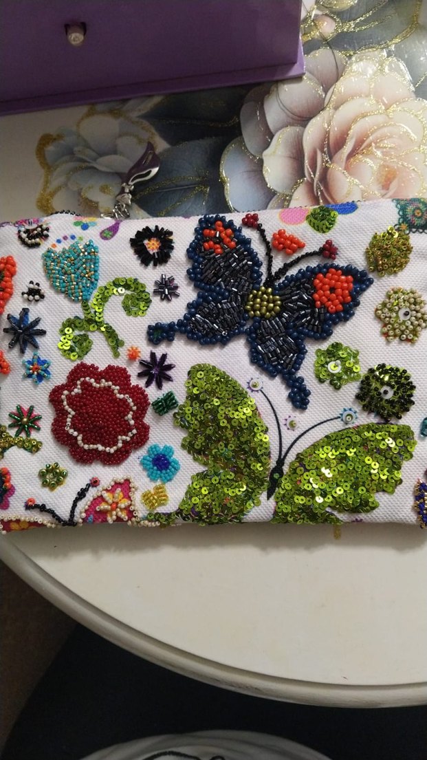 Boncuk İşlemeli Renkli Bohem Kadın Portföy Çanta - Görsel 3