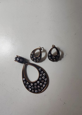 Gold Renkli Minimalist Parlak Kadın gümüş Takı Seti - Görsel 5