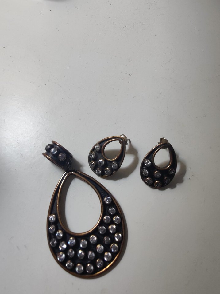 Gold Renkli Minimalist Parlak Kadın gümüş Takı Seti - Görsel 3