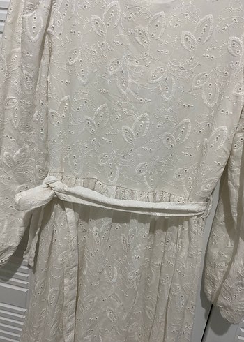 Dantel Detaylı Beyaz Uzun Bohem Elbise - Görsel 5