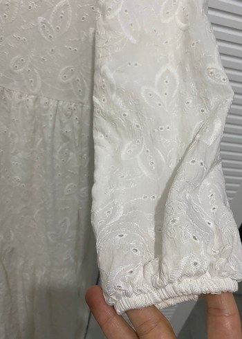 Dantel Detaylı Beyaz Uzun Bohem Elbise - Görsel 2