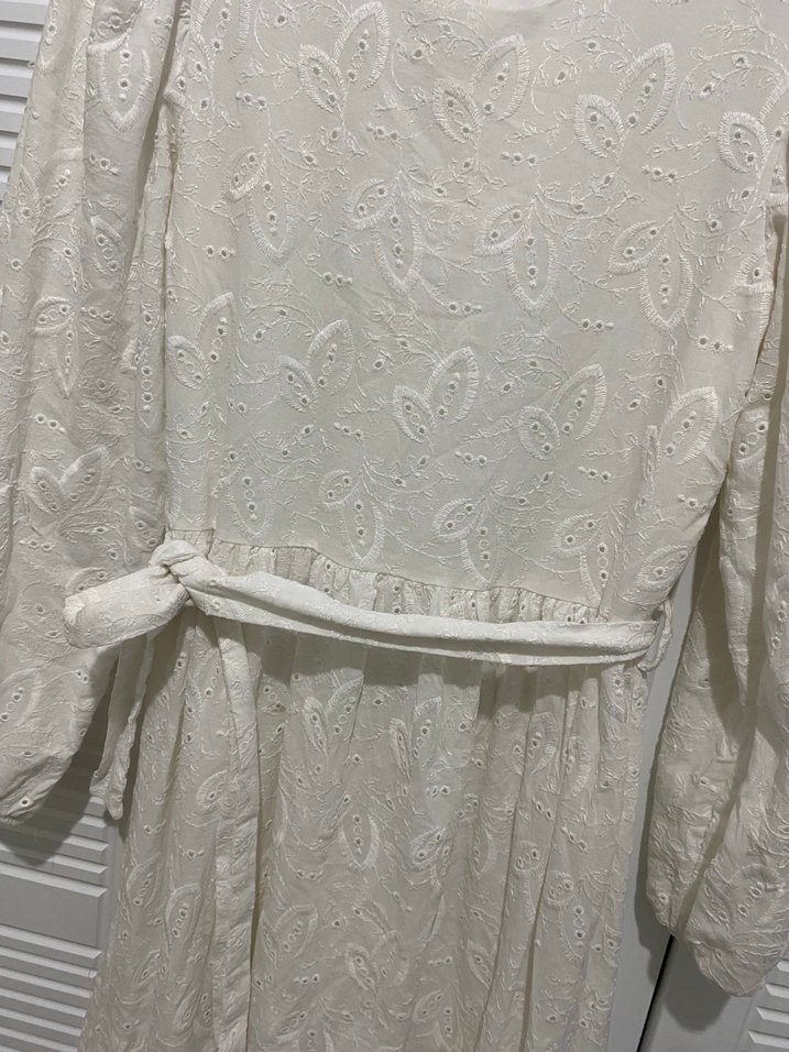 Dantel Detaylı Beyaz Uzun Bohem Elbise - Görsel 5