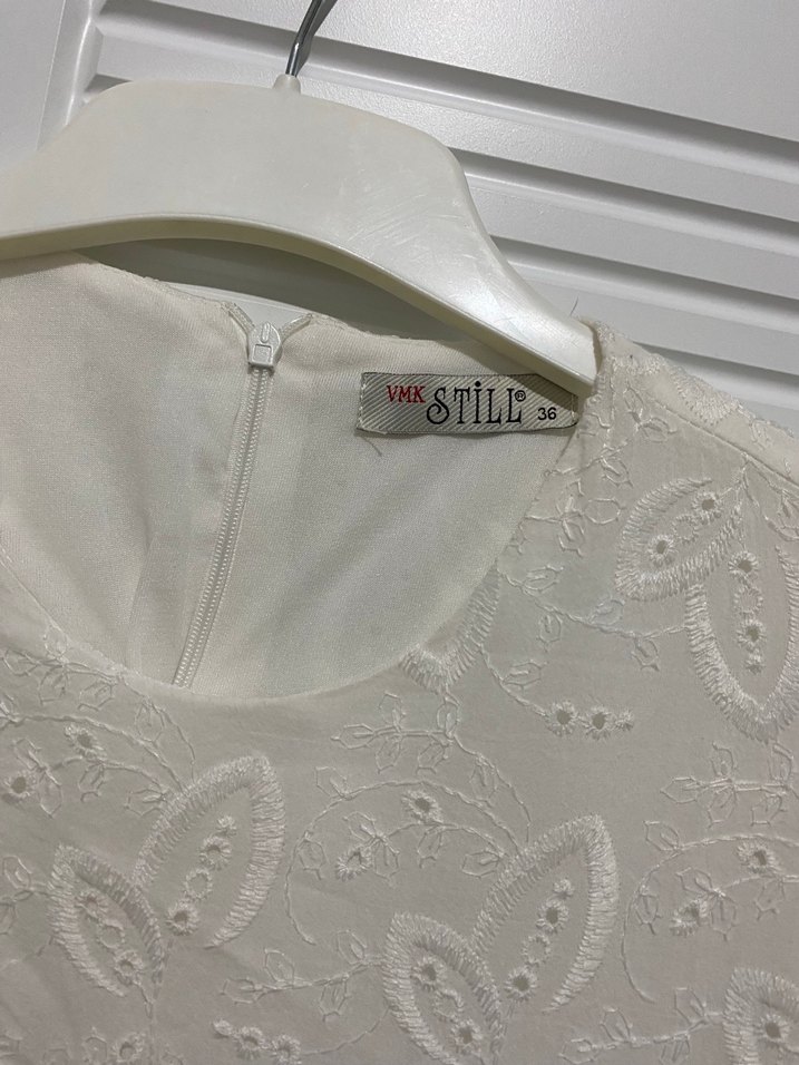 Dantel Detaylı Beyaz Uzun Bohem Elbise - Görsel 3