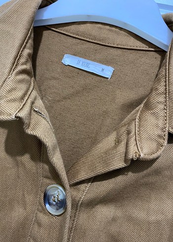 Düğmeli Kahverengi Uzun Kollu Keten Ceket - Görsel 2