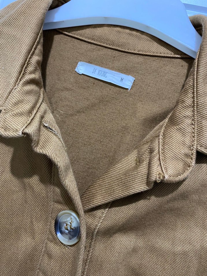 Düğmeli Kahverengi Uzun Kollu Keten Ceket - Görsel 2