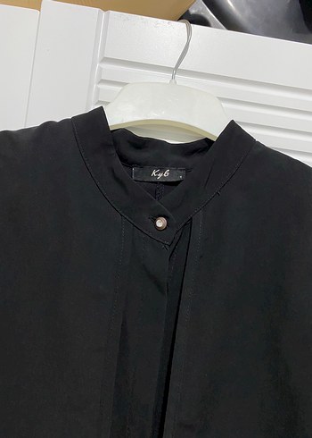 Siyah kap krep kumaş belden ipli - Görsel 2