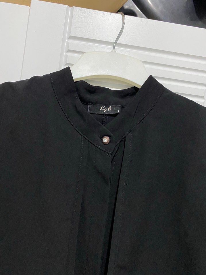 Siyah kap krep kumaş belden ipli - Görsel 2