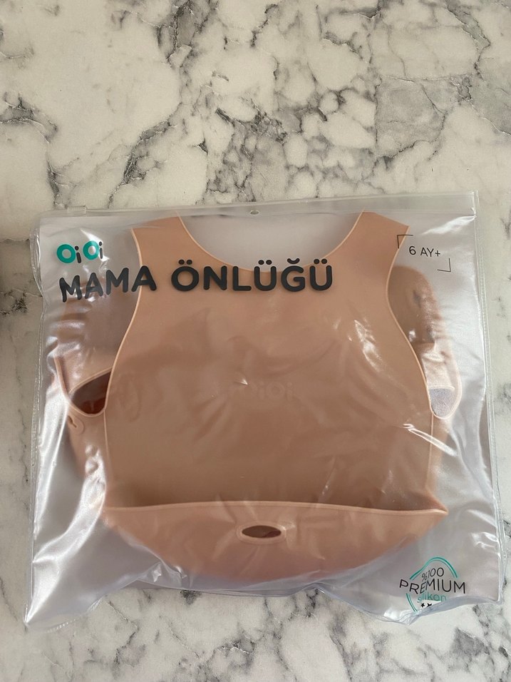 Bej Renkli Bölmeli Çocuk Tabak ve Mama Önlüğü - Görsel 3