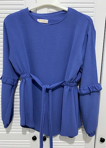 Mavi Kadın Keten Midi Tunik - Görsel 2