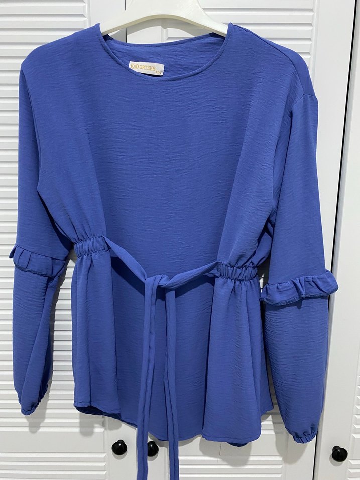 Mavi Kadın Keten Midi Tunik - Görsel 2