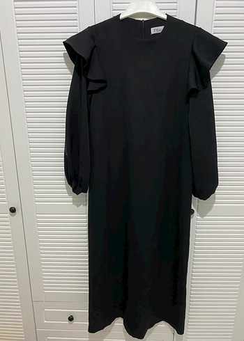 Uzun Siyah Kemerli Kalem Elbise - Görsel 2