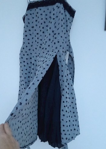 Standart Beden Beden Puantiye Desenli Askılı Gotik Kız Elbisesi