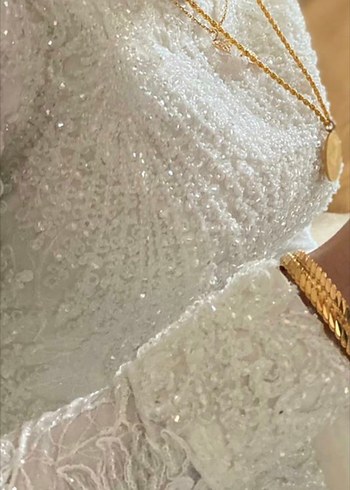 Vintage Beyaz Prenses Gelinlik Uzun Kollu - Görsel 2