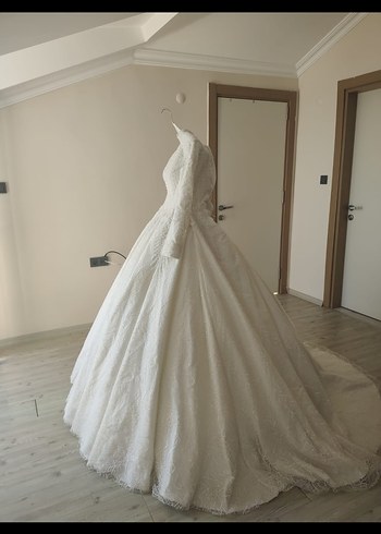 Vintage Beyaz Prenses Gelinlik Uzun Kollu - Görsel 4