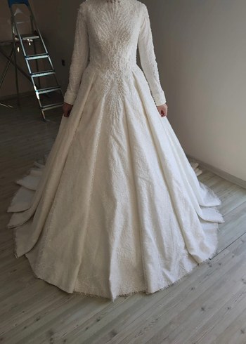 Vintage Beyaz Prenses Gelinlik Uzun Kollu - Görsel 3