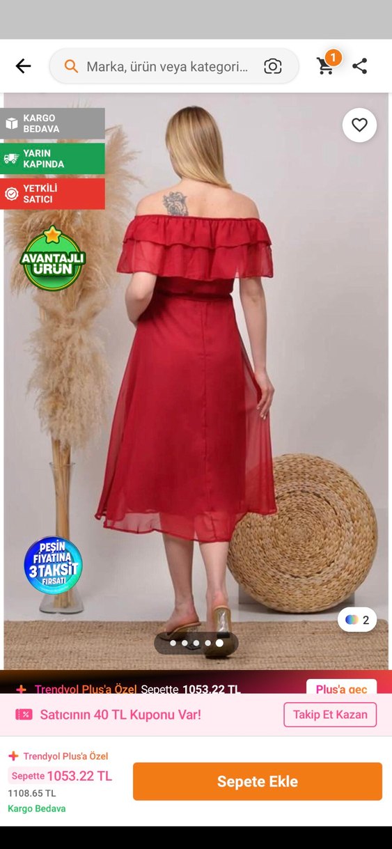 Kırmızı Kayık Yaka Kemerli Uzun Elbise - Görsel 2