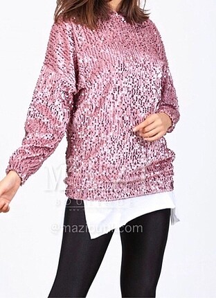Pembe pullu sweat