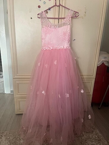 7 8 yaş kız çocuk abiye şeker pembe