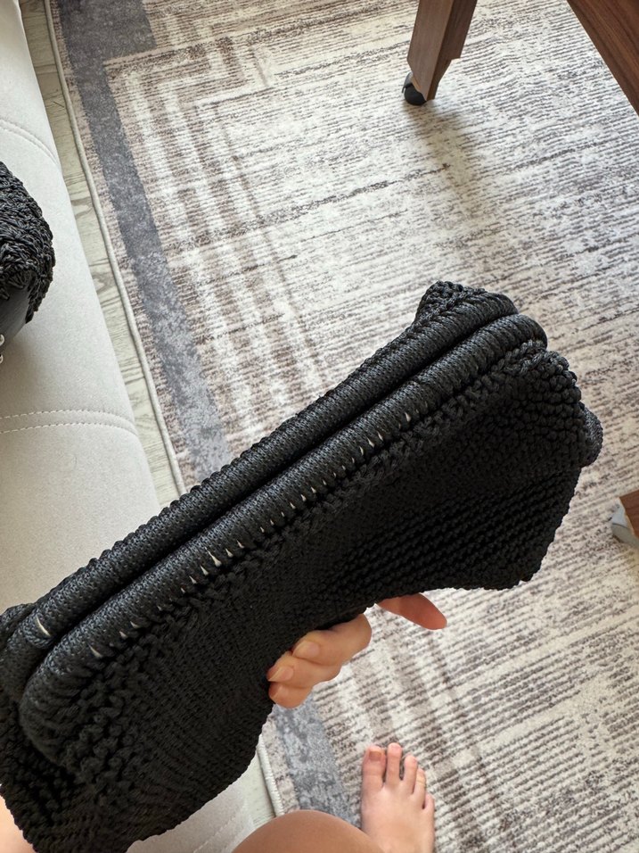 Örgü Siyah Kadın clutchÇanta - Görsel 3